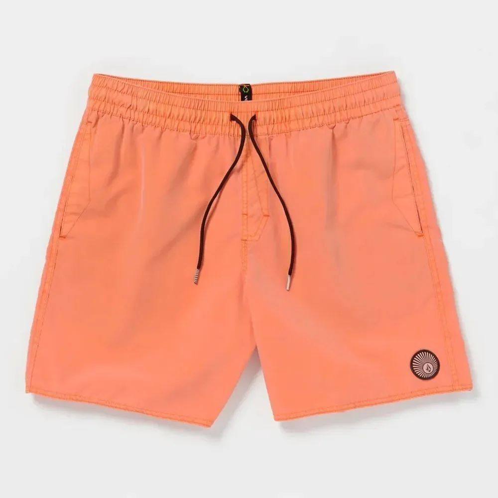VOLCOM mens center trunks turbo orange Board shorts Surf Swimsuit trunks 6” S